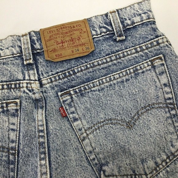 Vintage Levis 550~Acid Wash~Tall~Tapered Leg~USA~ - Picture 7 of 10